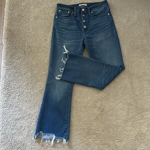 Madewell  Blue Jeans Cali Demi-Boot Jeans: Chewed-Hem Edition. Size 28.
